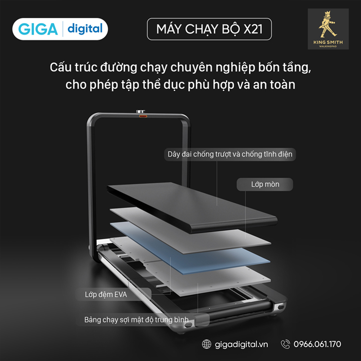 Máy chạy bộ thông minh Kingsmith X21 Bản Quốc Tế - TRX21F Hàng Chính Hãng
