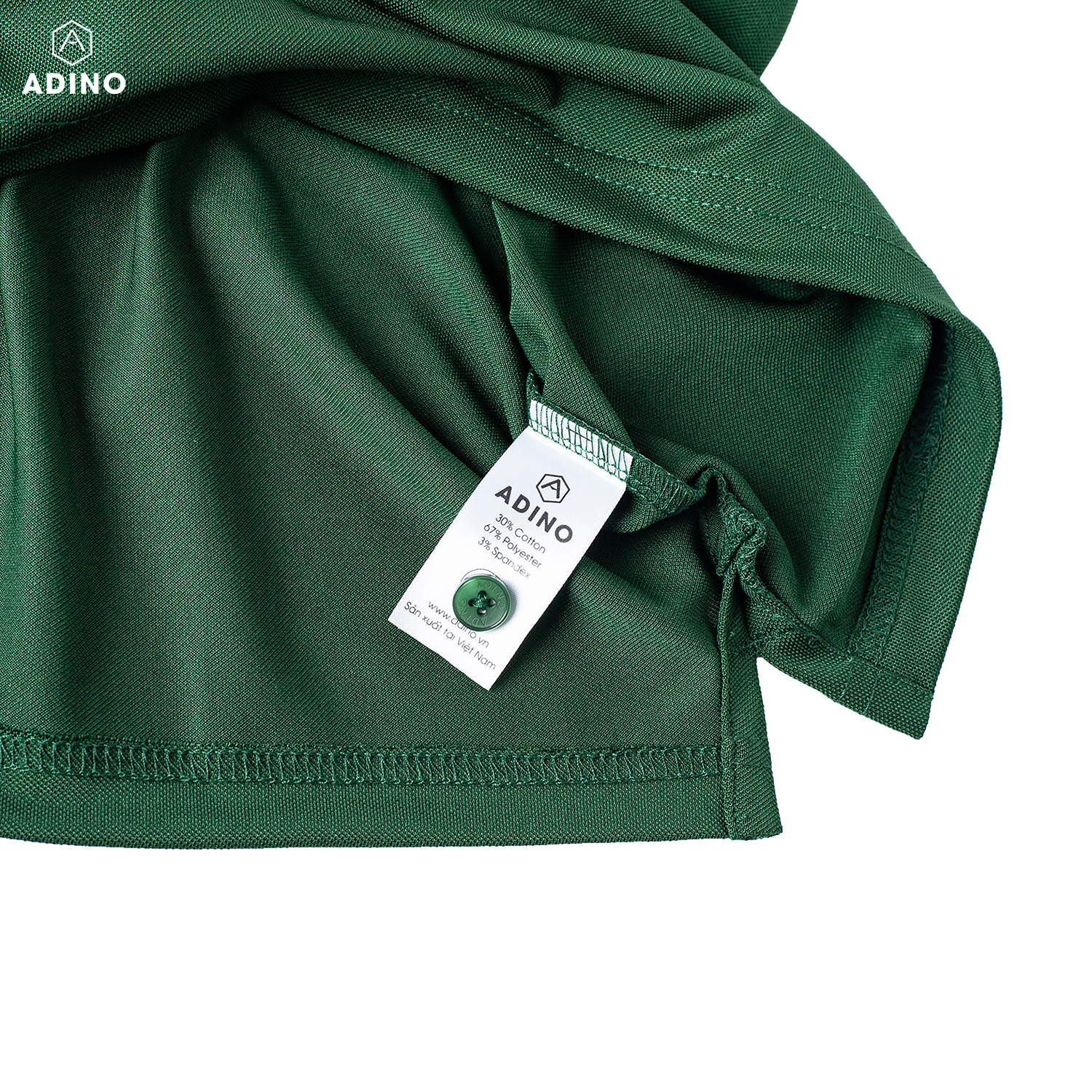 Áo polo nữ màu xanh lá (xanh ve chai) phối viền ADINO vải polyester cotton không bai xù dáng công sở slimfit hơi ôm trẻ trung APN05