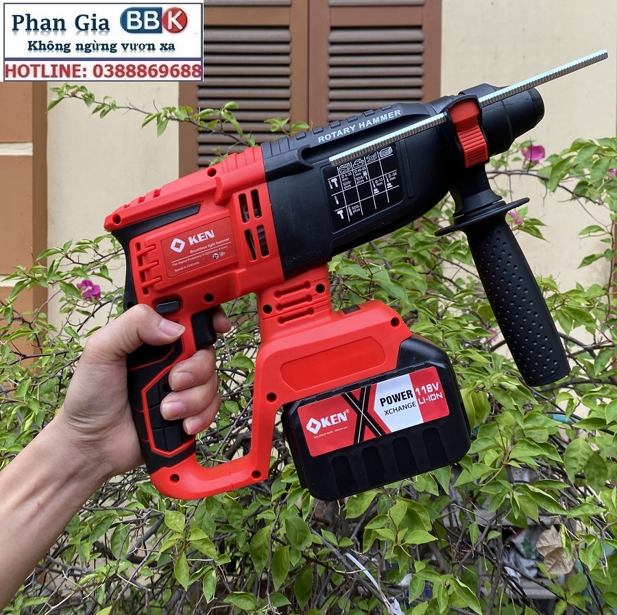 Máy Khoan Đục Bê Tông 199V - 3 Chức Năng: Khoan, khoan búa, đục - Động Cơ Không Chổ Than 100% Lõi Đồng
