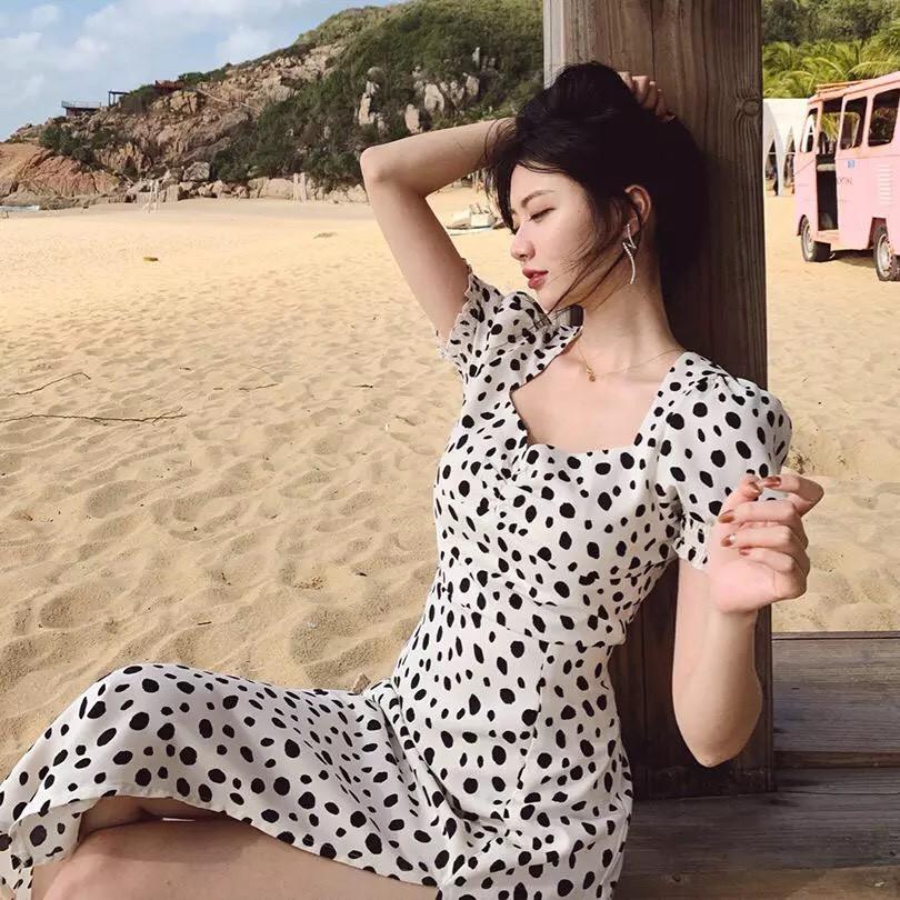 Đầm Bi Đen Lớn Xẻ Tà Kèm Hình Thật Vải