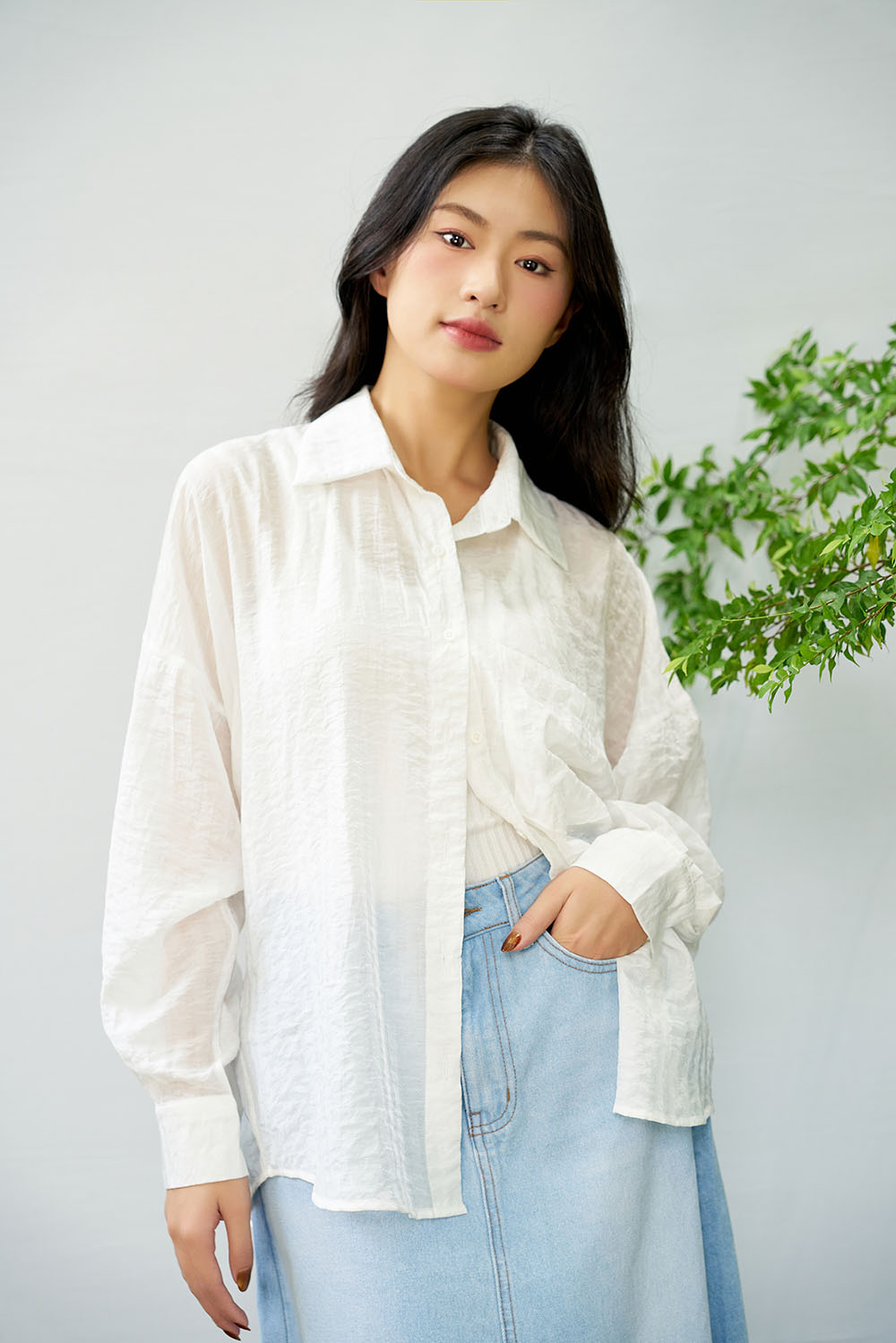DOTTIE - Áo sơmi dáng rộng vải mềm - T0718