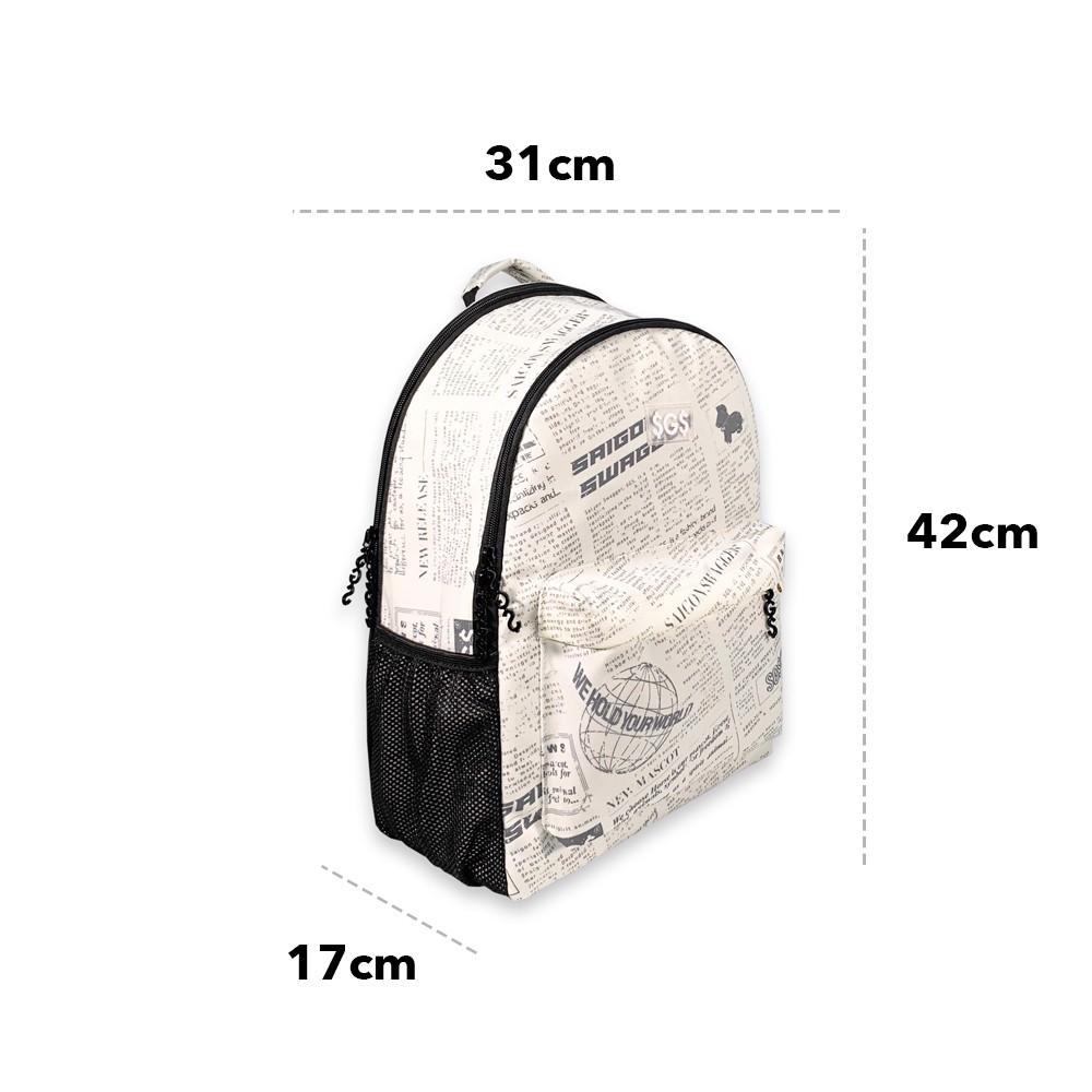 Balo Họa Tiết Báo SAIGON SWAGGER SGS Journal Backpack-Ngăn Chống Sốc Laptop 15'