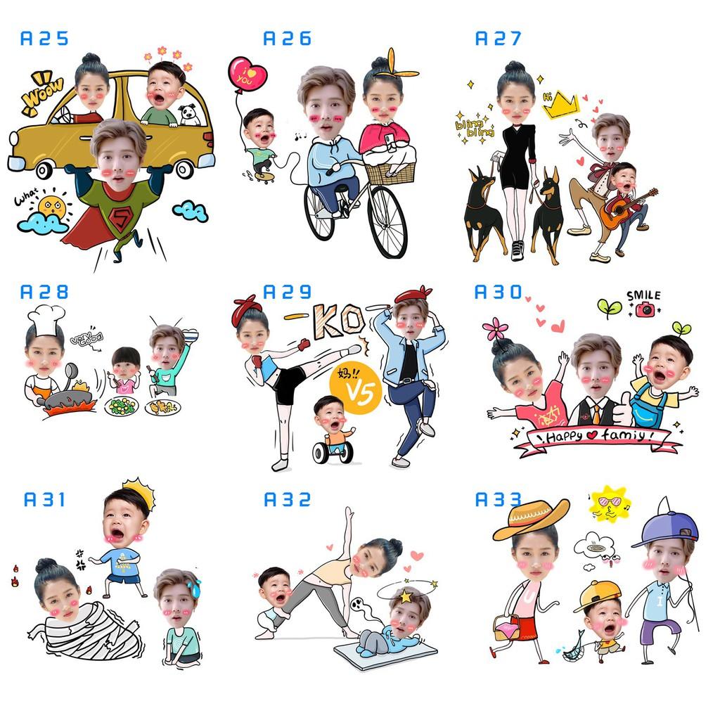 Chibi gia đình - Trang trí sinh nhật thôi nôi đầy tháng kỷ niệm