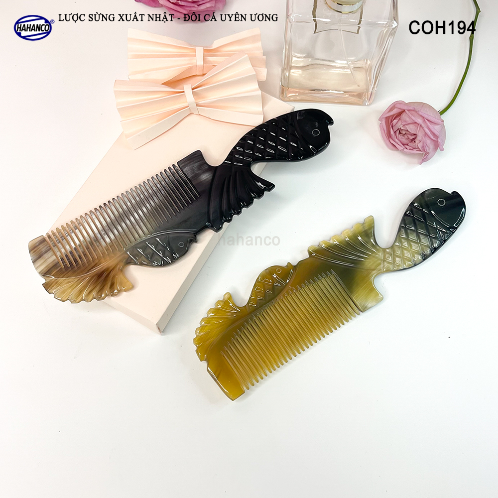 Lược Sừng Vân Nưa Đôi Cá Uyên Ương thể hiện tình yêu vĩnh cửu - Mẫu Cao Cấp Siêu Đẹp - COH194