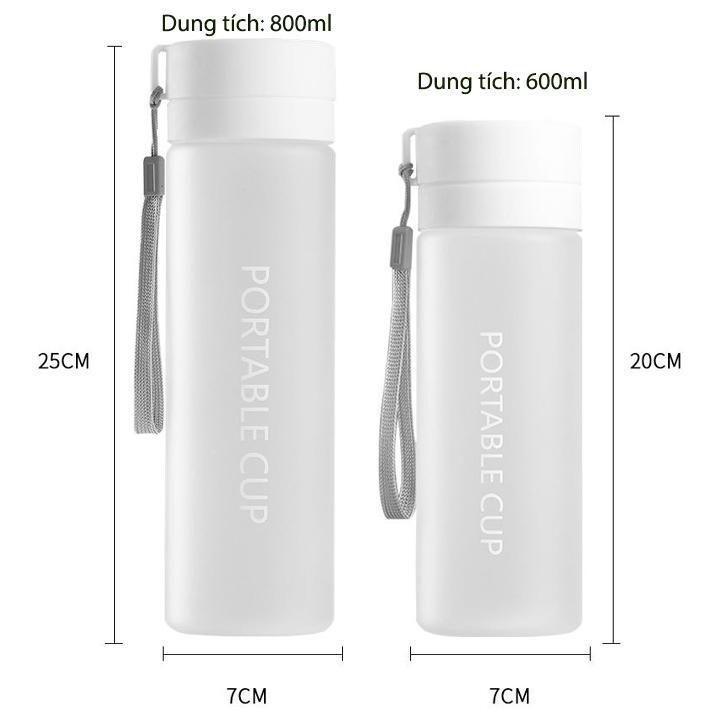 Bình đựng nước uống thể thao, dã ngoại ngoài trời bằng nhựa PC, dung tích lớn 600-800ml tùy chọn