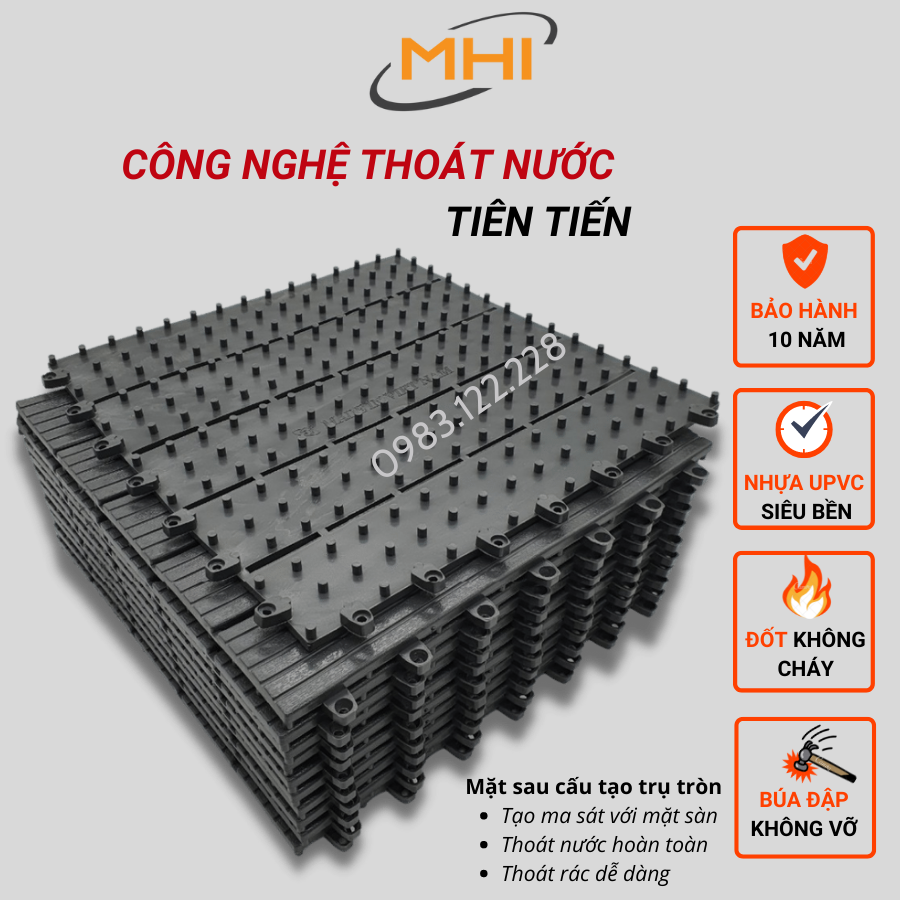 [COMBO11] Miếng nhựa trải sàn MHI-Special, Tấm nhựa trải sàn trang trí ban công / sân vườn / sân thượng; lót sàn chống trơn trượt nhà tắm / bể bơi - Hàng Việt Nam chất lượng cao