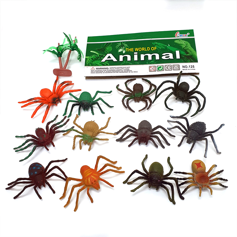 Bộ 12 ĐỒ CHƠI NHỆN GIẢ như thật (5-7 cm) MÔ HÌNH NHỆN NHỰA Spider chọc ghẹo troll bạn hù dọa Halloween Spiderman
