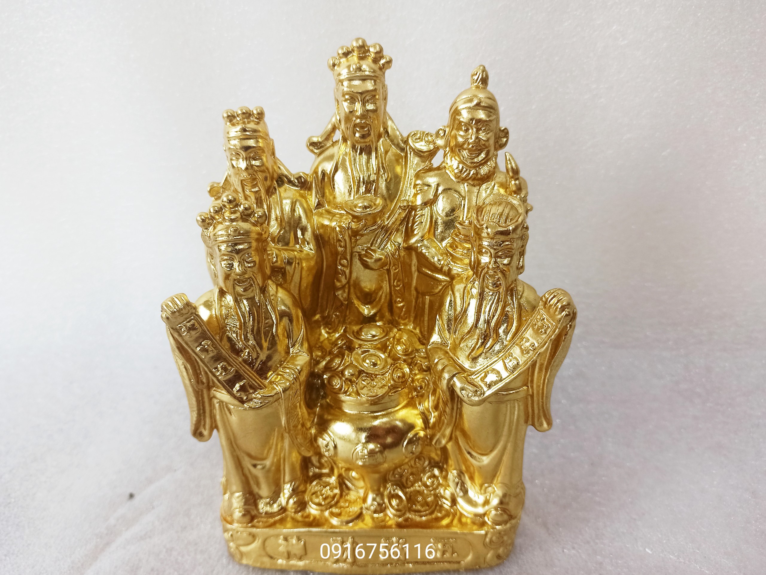 [Miễn ship 100%]Tượng ngũ phúc ngũ hộ thần tài bằng đồng thau cỡ trung cao 18cm. Vật phẩm phong thủy, tâm linh, thờ cúng