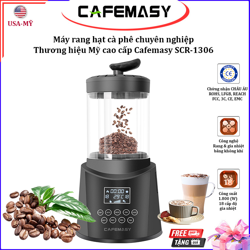 Máy Rang Cà Phê Công Nghệ Gia Nhiệt Không Khí – Cafemasy SCR-1306, Thương Hiệu Mỹ Cao Cấp, Chuyên Nghiệp [ HÀNG CHÍNH HÃNG ]
