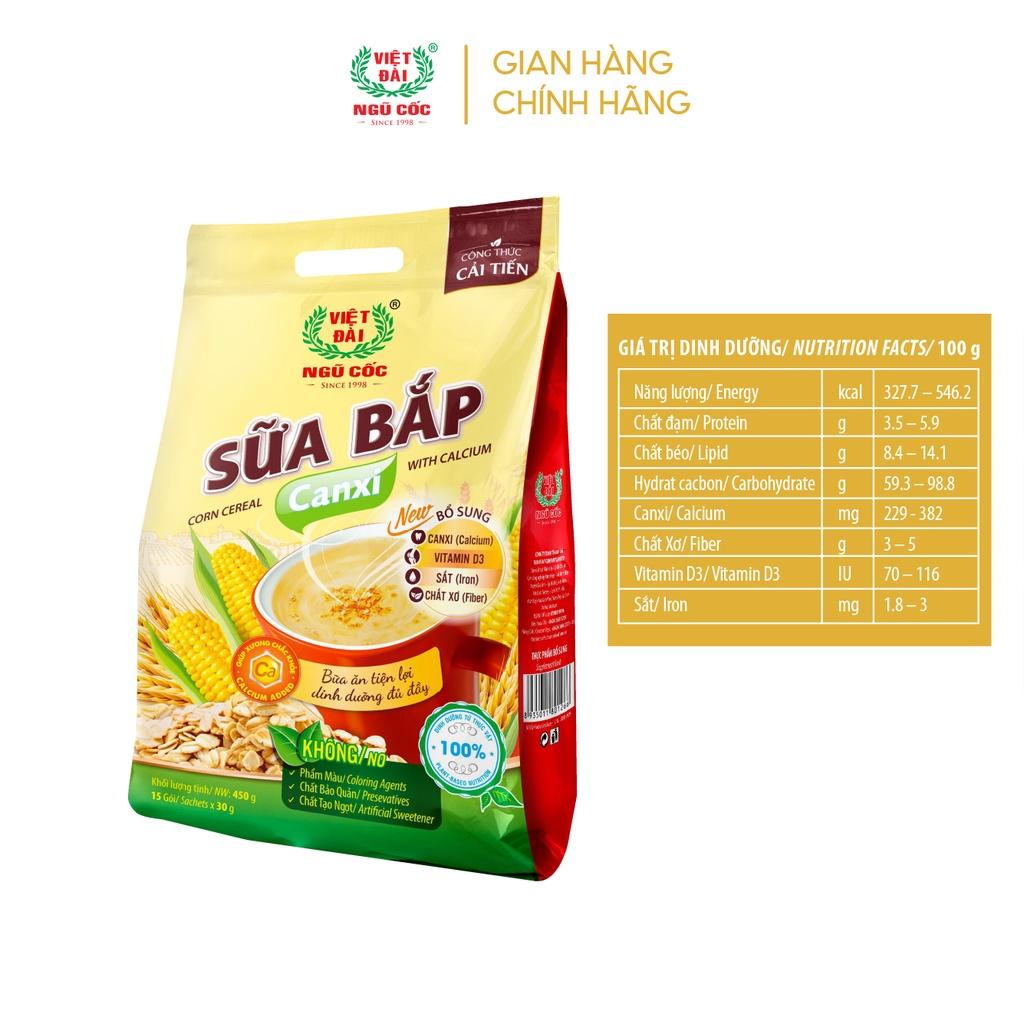 Bột Ngũ Cốc Sữa Bắp Canxi VIỆT ĐÀI Bổ Sung Canxi Giúp Xương Chắc Khỏe Túi 450g