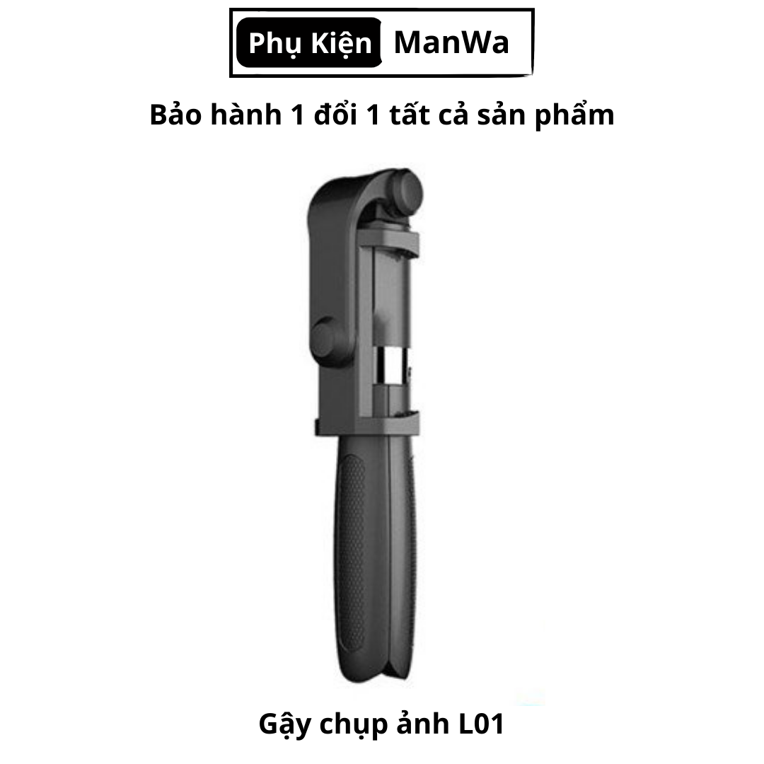 Gậy chụp hình tự sướng L01 xoay 360 độ kèm nút bluetooth điều khiển từ xa - Hàng chính hãng