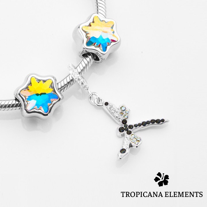 Vòng Tay Tropicana Phối Charm Swarovski Chuồn Chuồn