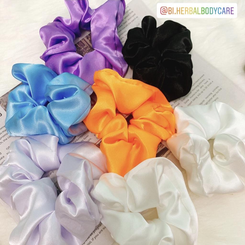 Scrunchies cột tóc vải phi bóng dành cho bạn nữ màu sắc ngẫu nhiên