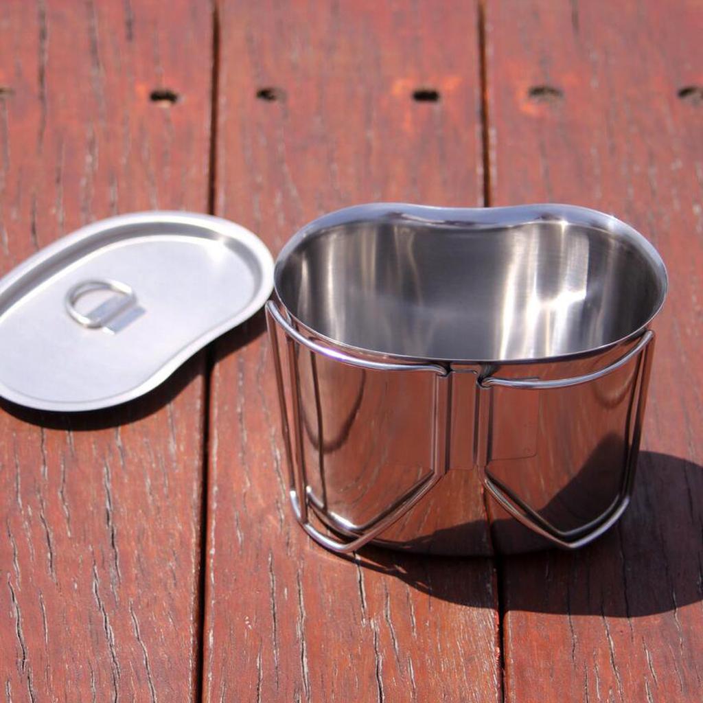 Outdoor Camping Stainless Steel Canteen Cup with Lid Single Pot Lunch Box