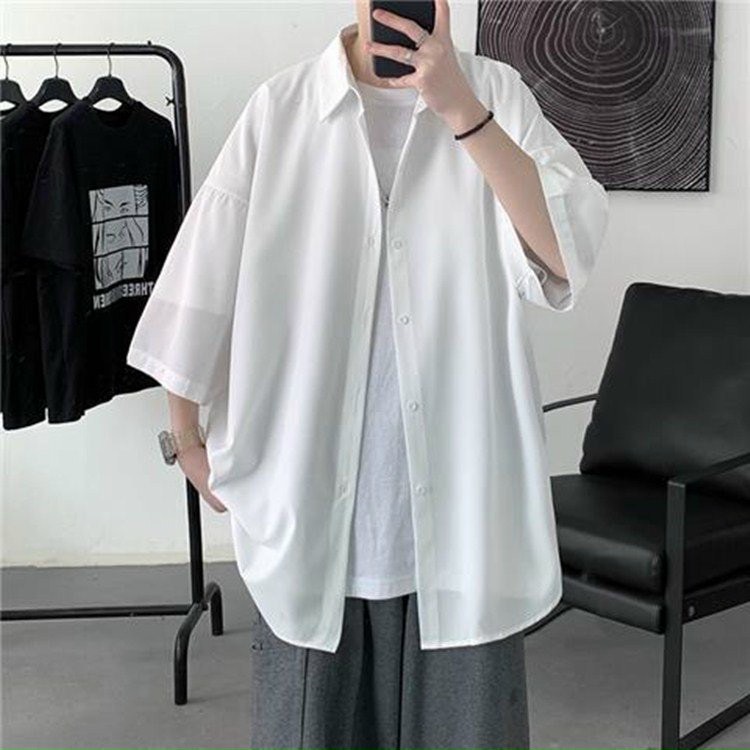 Áo Sơ Mi Trơn Tay Ngắn Nhiều Màu Form Rộng Unisex, Phong Cách Hàn Quốc