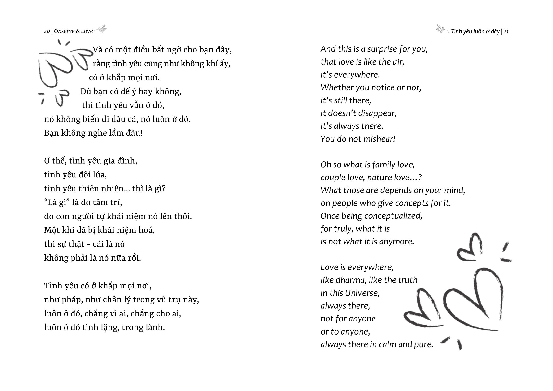 Sách - Observe And Love - Tình Yêu Luôn Ở Đây - Phiên Bản Song Ngữ