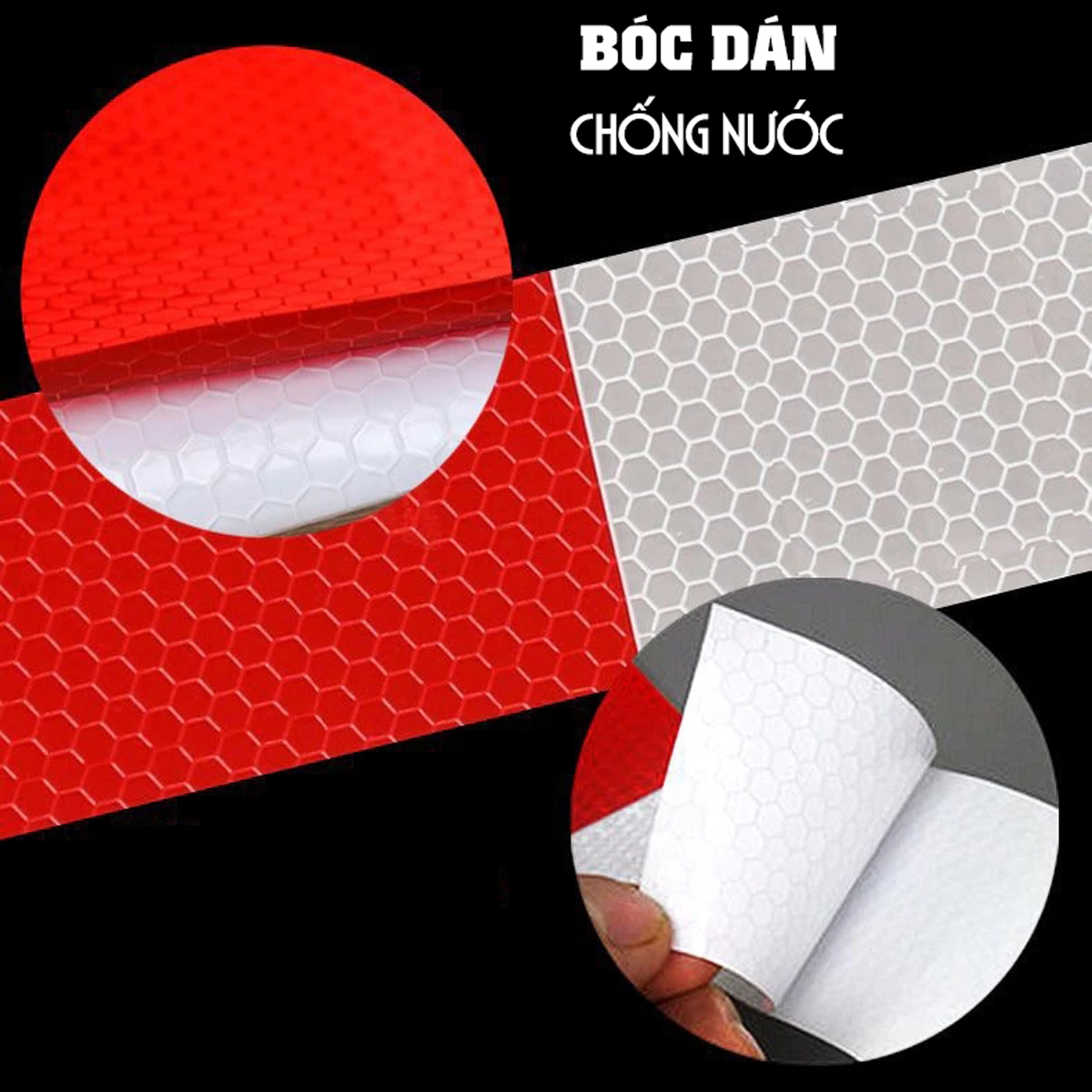 Cuộn Phản Quang 2 Màu Đỏ Trắng Bóc Dán Cho Xe Tải, Xe Container, Xe Hơi, Xe Ô tô Dài 45 Mét/ Cuộn Giúp An Toàn Ban Đêm Mai Lee