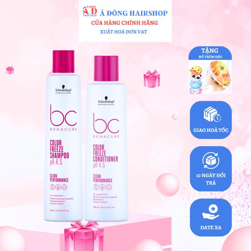 [+Tặng mũ trùm] DẦU GỘI XẢ, HẤP Ủ, XỊT DƯỠNG GIỮ MÀU TÓC NHUỘM BÓNG MƯỢT SCHWARZKOPF BC COLOR FREEZE PH 4.5 ĐỨC NEW + Gội xả gói Karseell 15ml