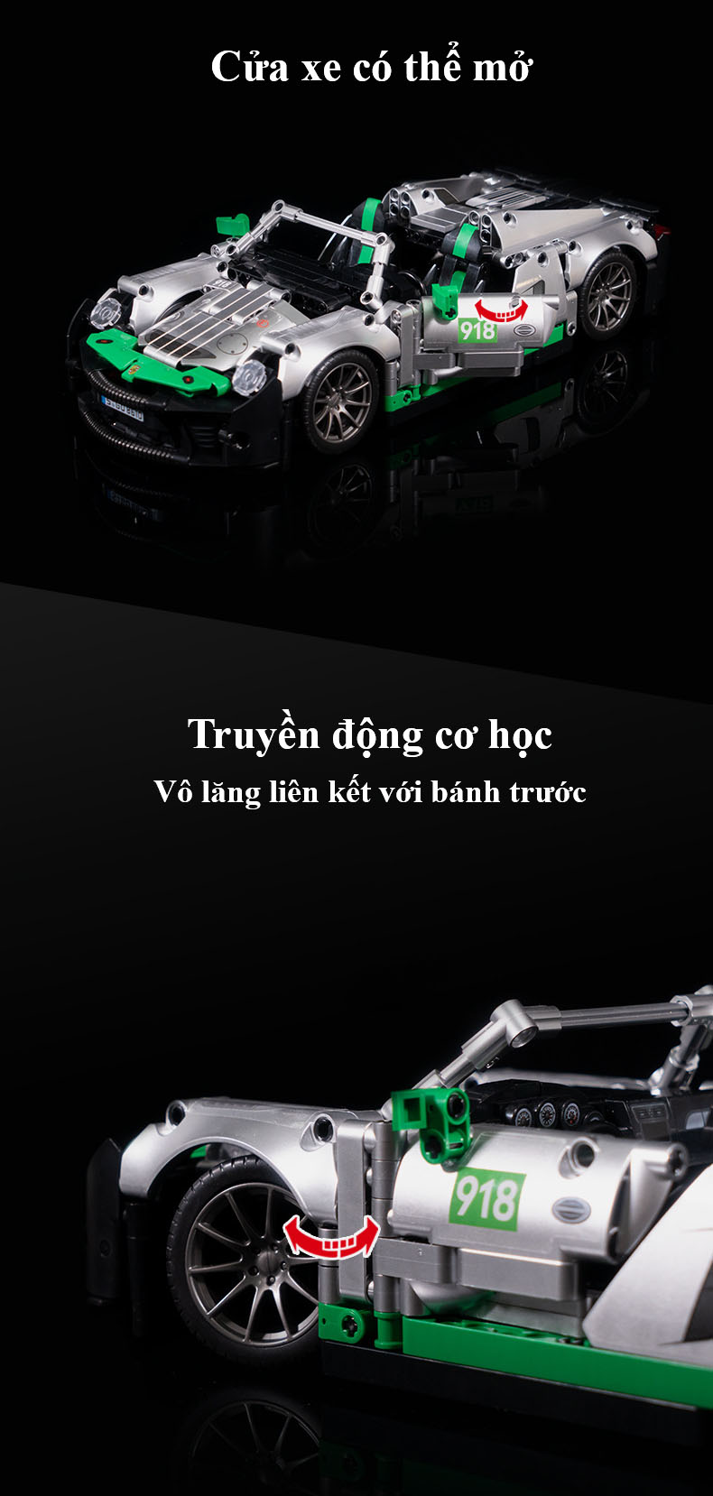 Đồ Chơi Lắp Ghép Technic Xe Đua Porche 918 Spyder Với 1016 Chi Tiết, Đồ Chơi Mô Hình Siêu Xe Porche 918, Đồ Chơi Điều Khiển Từ Xa Xe Porche 918 Spyder Tay Cầm RC - Chính Hãng BABYBOSS.