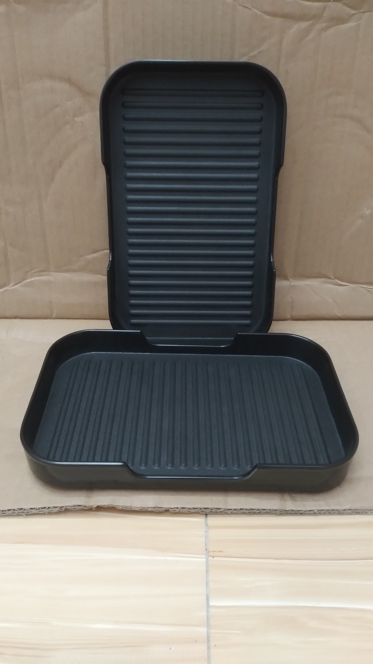 Khay chữ nhật đựng Sushi,Buffet, nướng BBQ,lẩu nhựa Melamine nhám đen kiểu Hàn Quốc Size 23.5cm