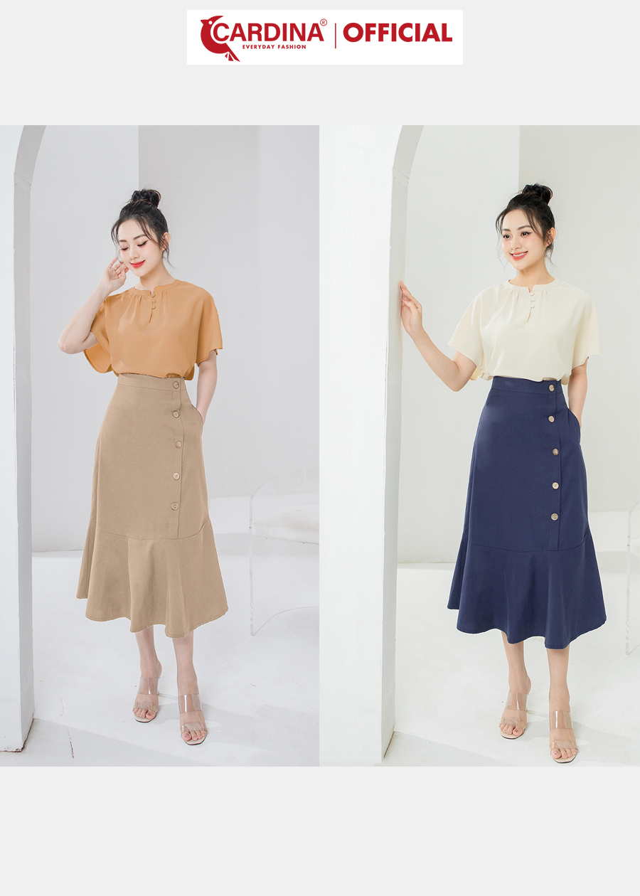 Chân Váy Nữ CARDINA Đồ Công Sở Chất Linen Đuôi Cá Cao Cấp Có Khuy Gỗ Thanh Lịch 3CV09.(Không Kèm Áo)