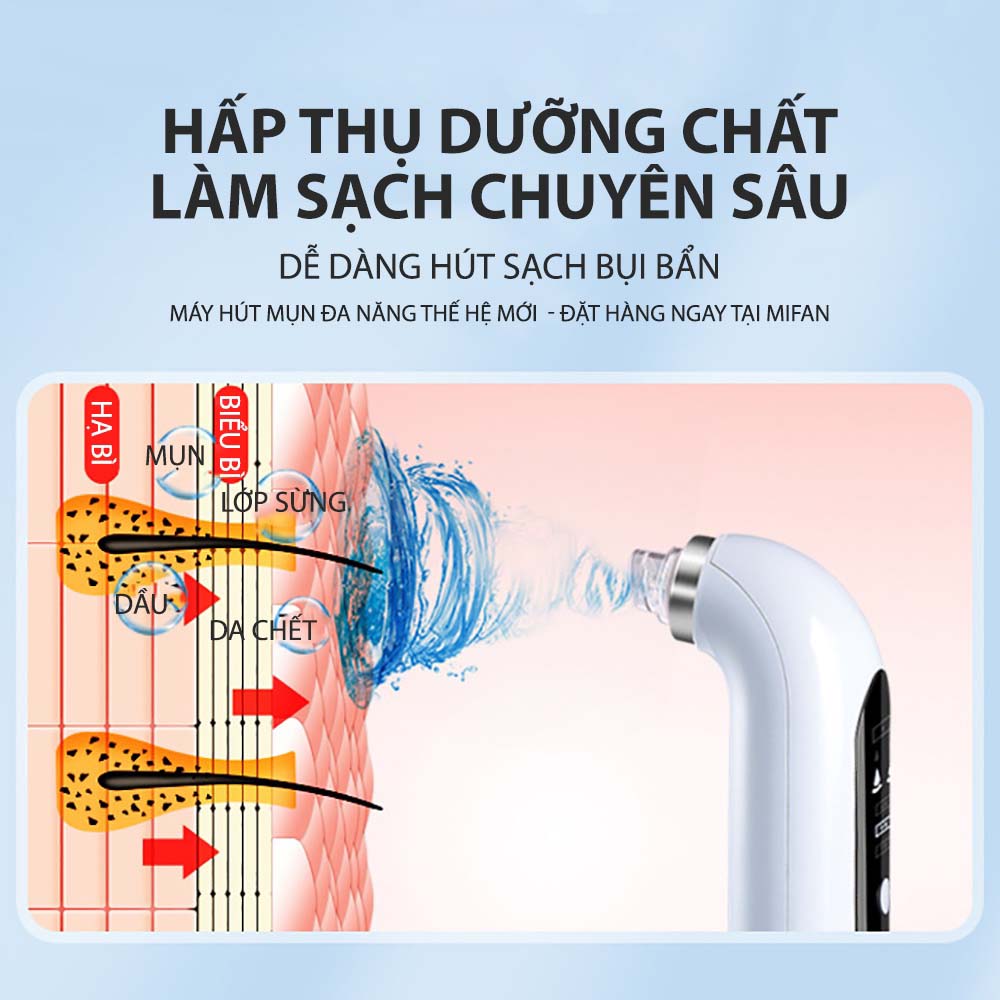 Máy Hút Mụn Đa Năng Thế Hệ Mới - Hút Mụn Đầu Đen, Cám, Bã Nhờn, Rửa Mặt, Làm Sạch Lỗ Chân Lông, Phun Oxy Dưỡng Ẩm Sáng Mịn Da