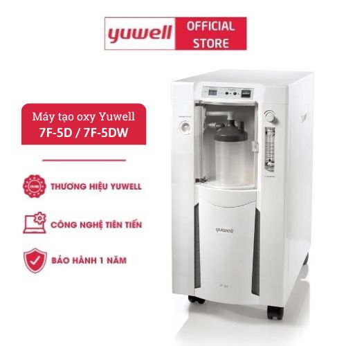 Máy Tạo Oxy Y Tế Tại Nhà Yuwell 7F-5D / 7F-5DW  - Oxy Tinh Khiết Đạt Tiêu Chuẩn Y Tế 93% - Lưu Lượng Tối Đa 5 L/phút - Hỗ Trợ Bệnh Nhân Suy Tim, Suy Phổi, Rối Loạn Hô Hấp