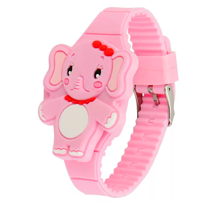 Đồng hồ đèn LED cho bé gái hình chú voi cute dây silicon xinh xắn – DH007