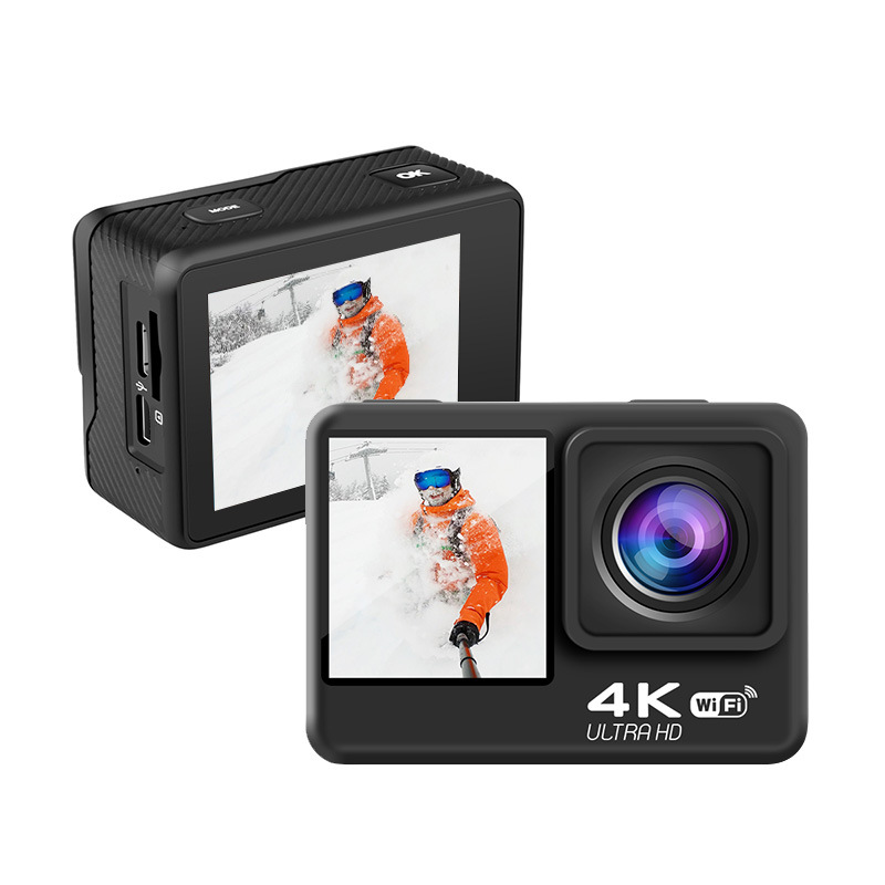 Máy ảnh hành động chống lắc WiFi 4K 60fps Màn hình kép 170 ° góc rộng 30m Máy ảnh thể thao chống thấm nước với điều khiển từ xa