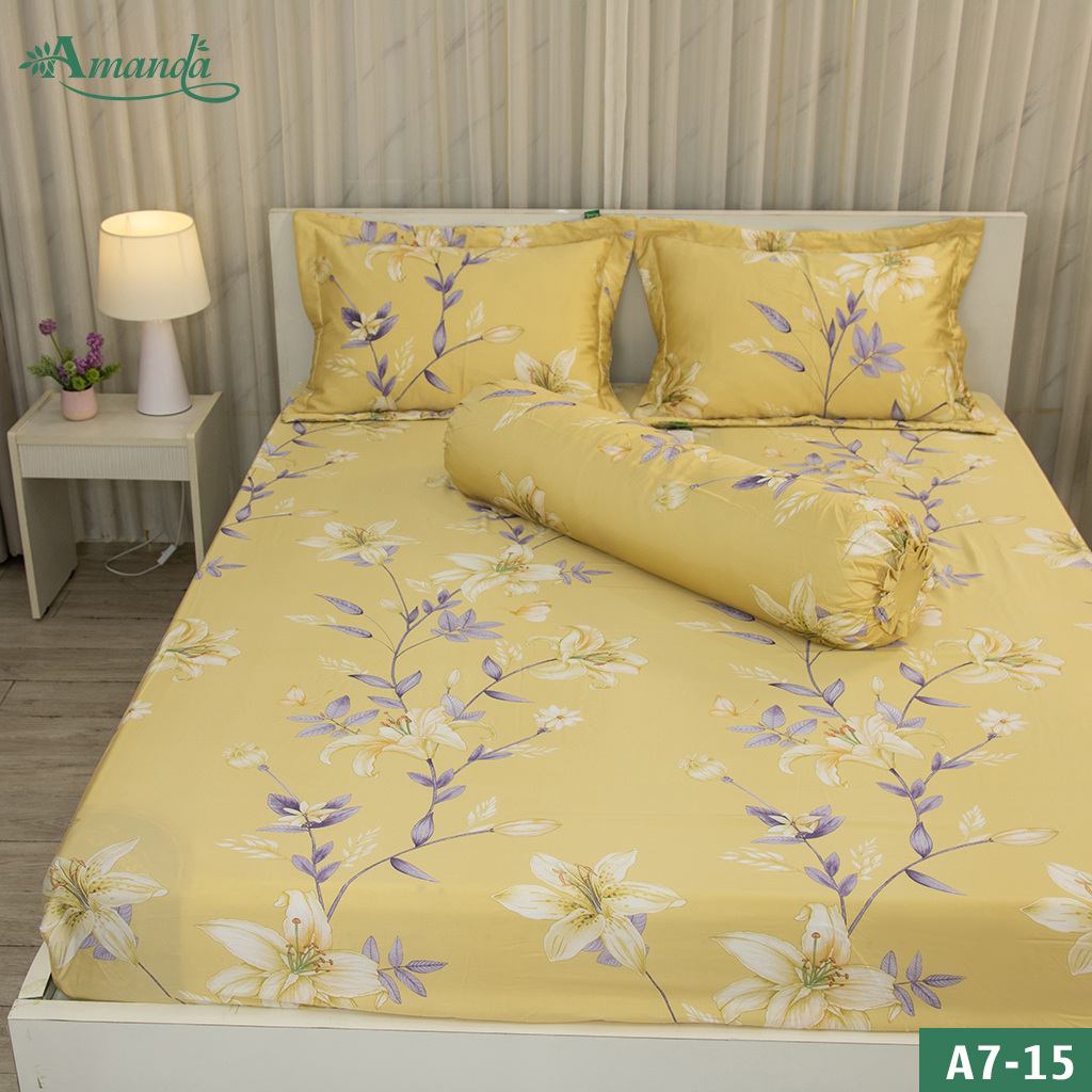 Bộ chăn ga gối tencel tơ tằm cực kỳ mát mịn Amanda