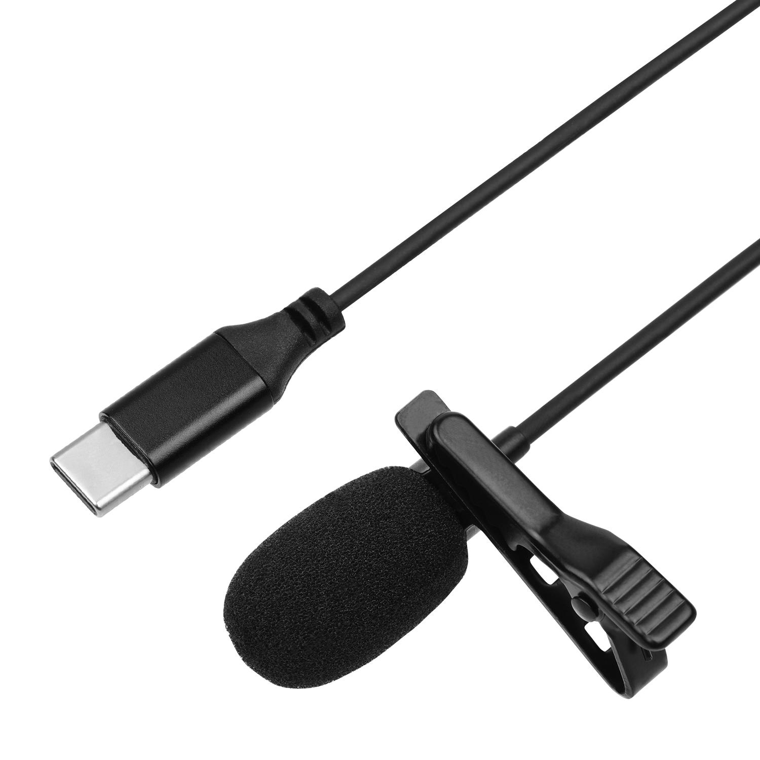 Bộ ngưng tụ đa hướng Micrô Lavalier với kính chắn gió bằng bọt Cáp 3m Tương thích với Máy tính bảng điện thoại thông minh Type-C
