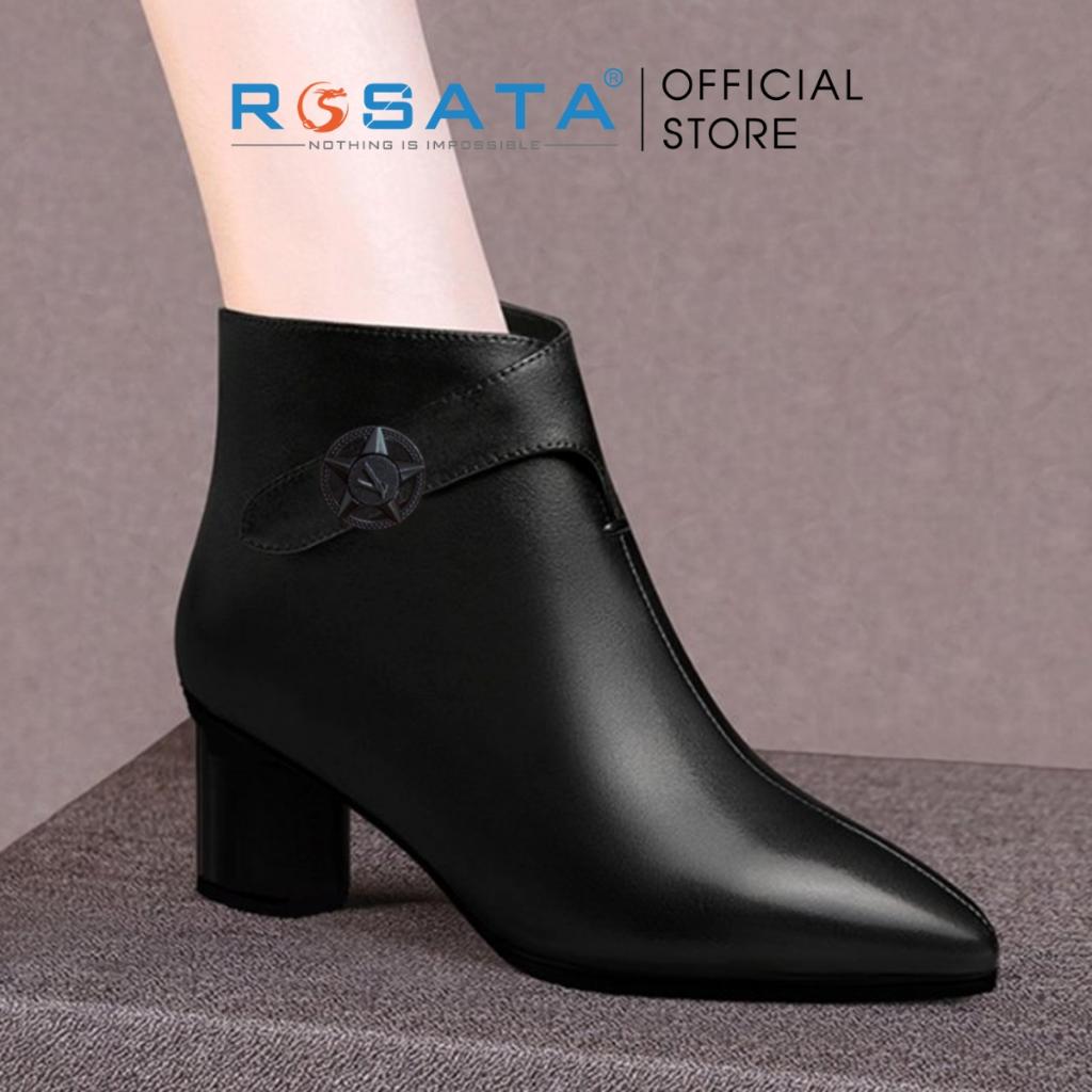 Giày bốt nữ ROSATA RO372 cổ cao mũi nhọn khóa kéo hông gót vuông cao 4cm xuất xứ Việt Nam - Đỏ, Đỏ