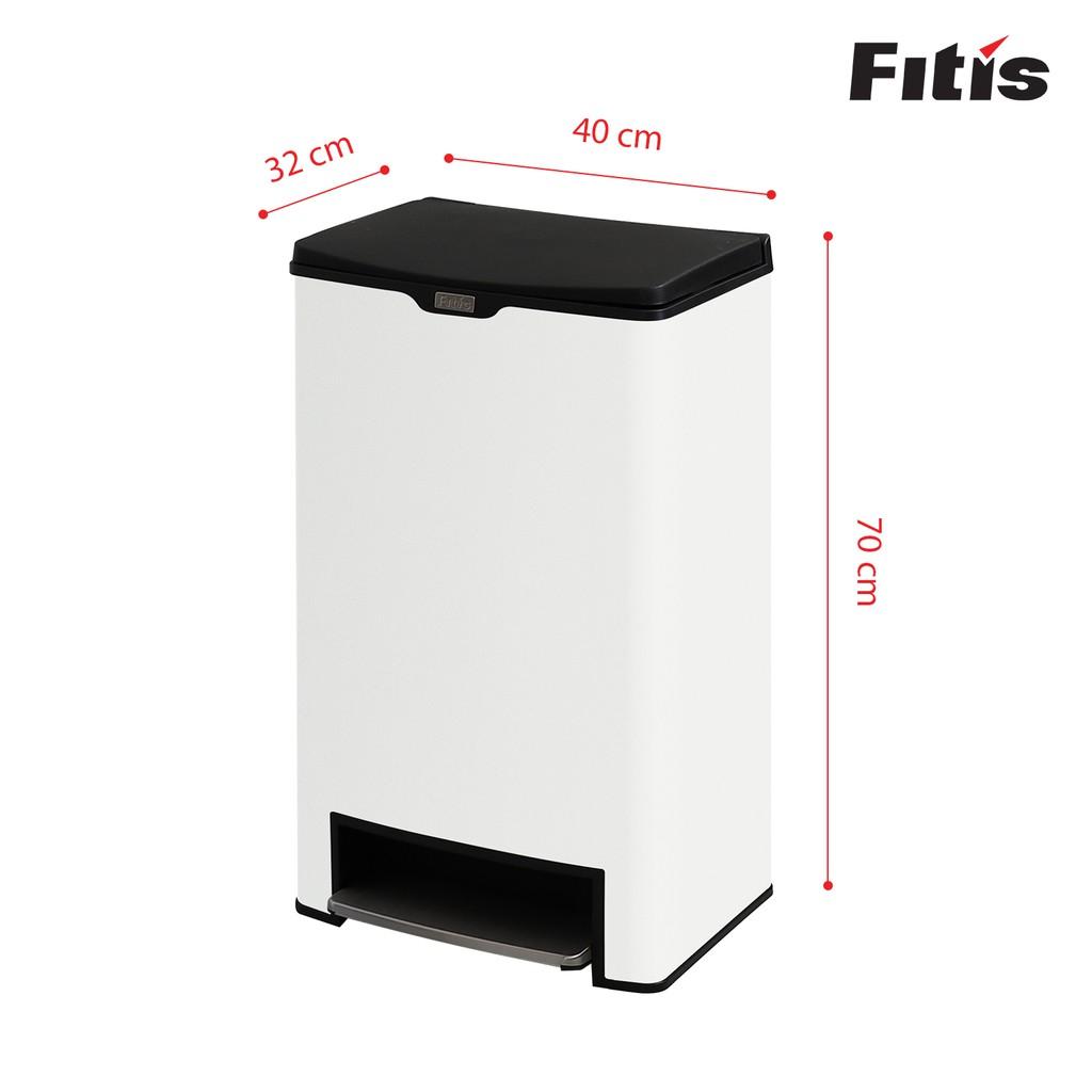 THÙNG RÁC FITIS MEGA ĐẠP - 40L - TRẮNG SPL2-904