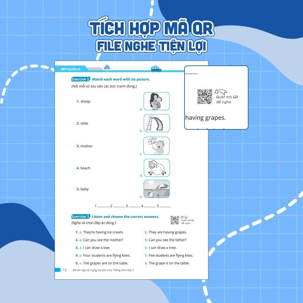 Sách - Đề Ôn Tập Từ Vựng Và Cấu Trúc Tiếng Anh Lớp 2 - Megabook