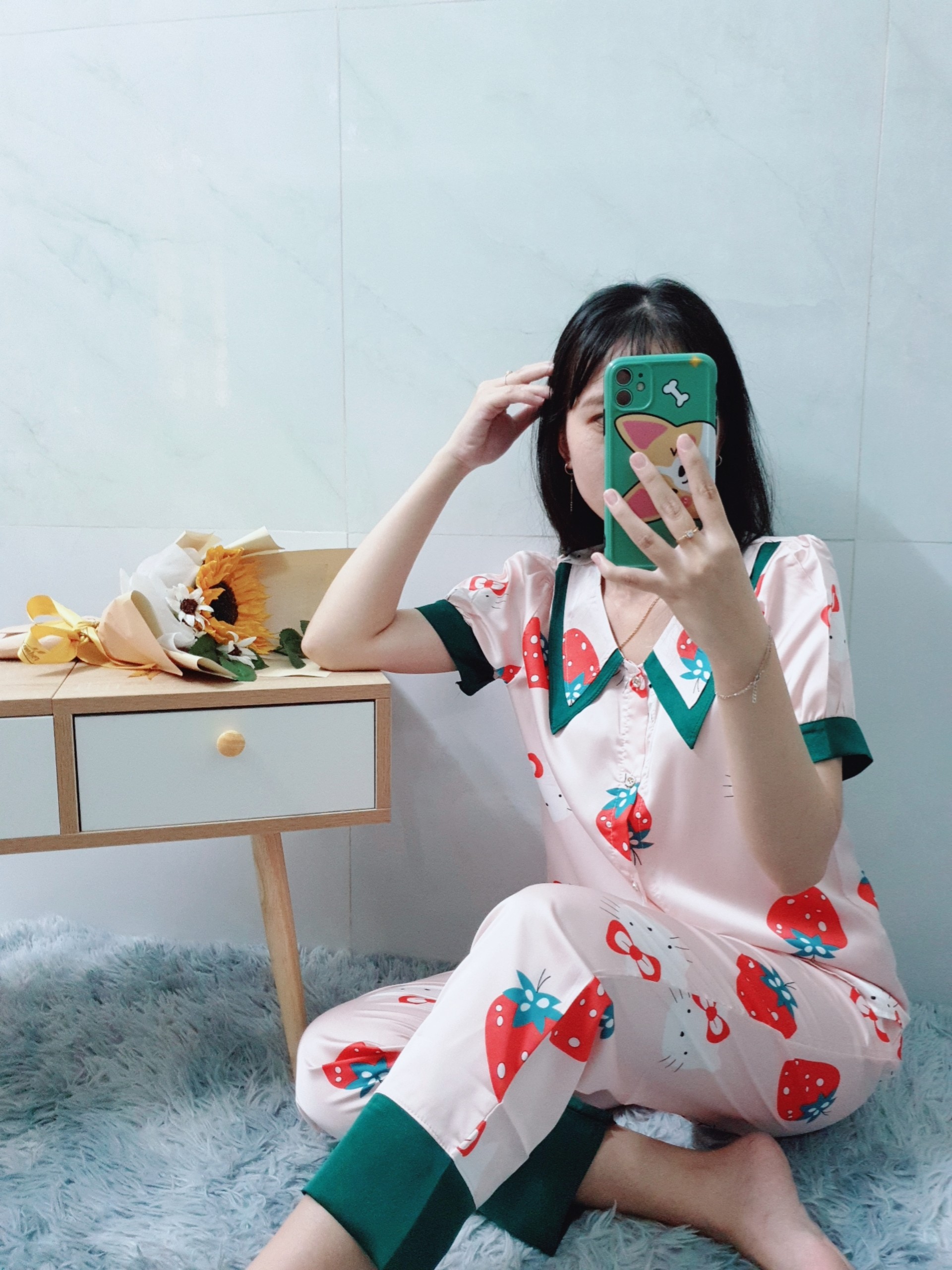 Đồ Bộ Pijama Mặc Nhà Nữ - Kiểu Dáng Dễ Thương, Sang Trọng - Vải Lụa Cao Cấp, Thoáng Mát, Mềm Mịn