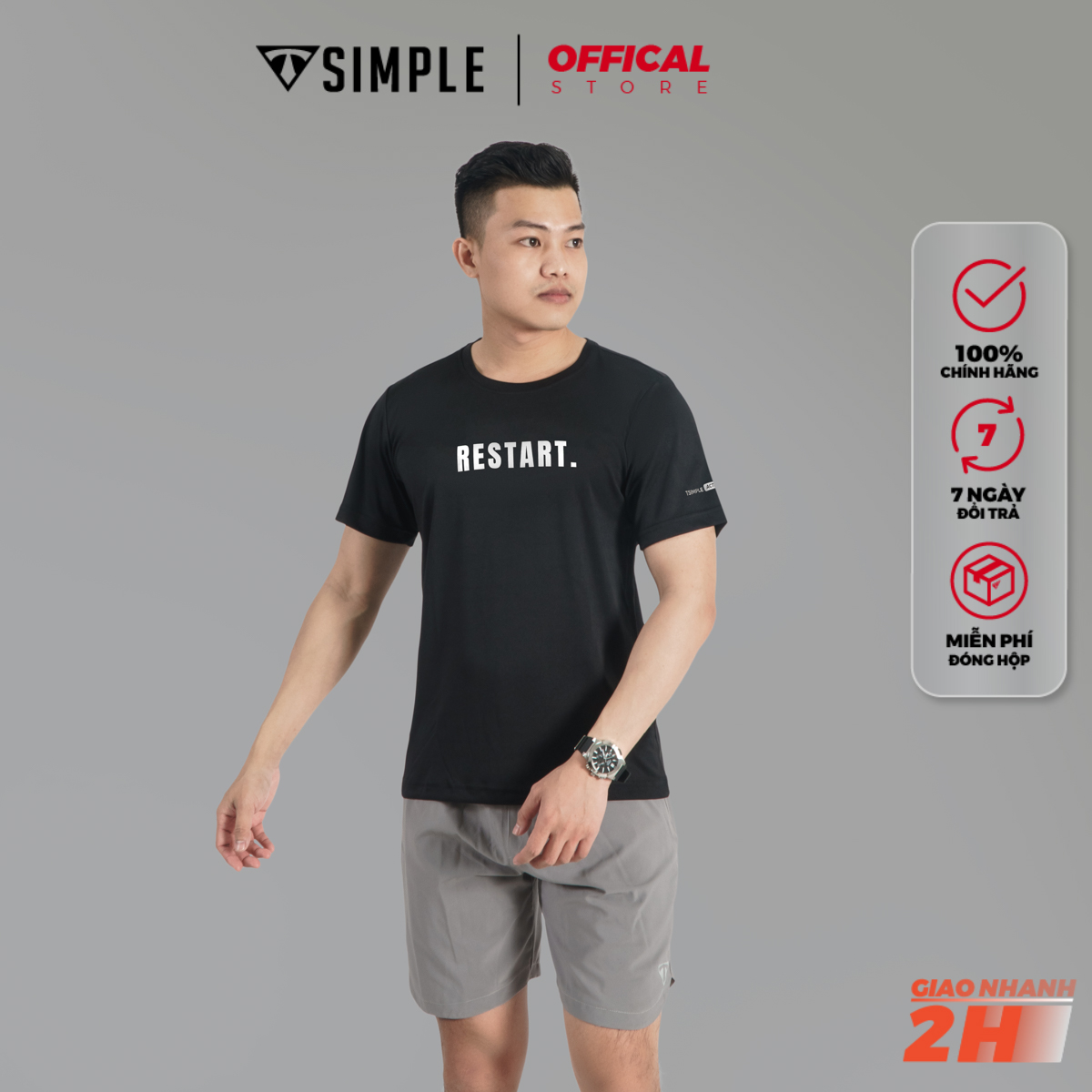 Áo Thể Thao Nam TSIMPLE cổ tròn tay ngắn tập gym vải thun lạnh thoáng mát co giãn chuẩn form MSSAHP5