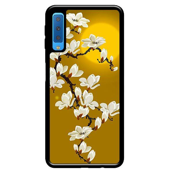 Ốp in cho Samsung Galaxy A50 Hoa Trắng Nền Vàng - Hàng chính hãng