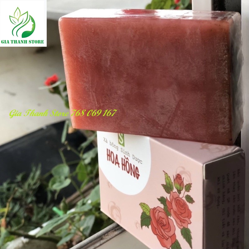 Xà bông thiên nhiên Sinh Dược Hoa Hồng [Bản Giới Hạn] Rose Handmade Soap 100gram làm sạch sâu,ngừa mụn, dưỡng da, sáng da, se khít lỗ chân lông