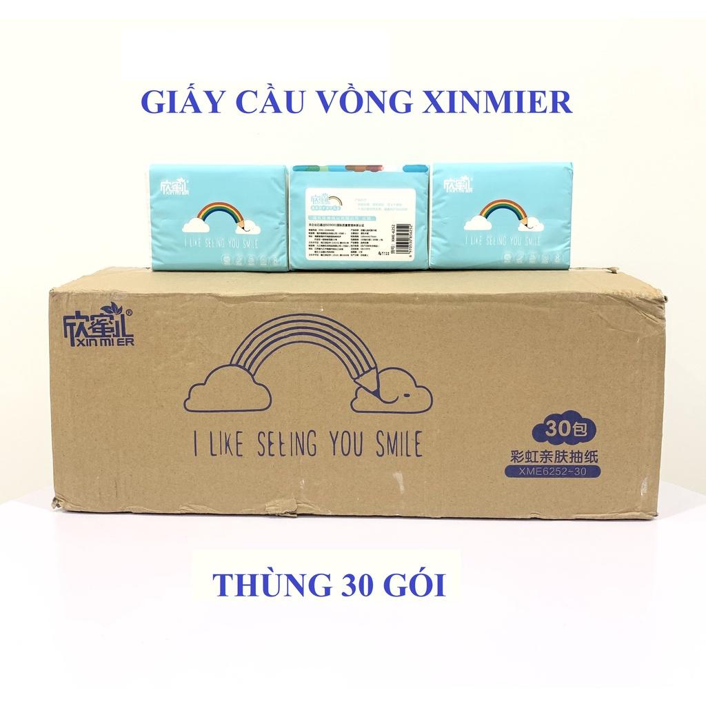 Thùng 30 Gói Giấy Ăn Cầu Vồng XINMIER Siêu Dai Trắng Mịn Loại Cao Cấp Chuẩn Nội Địa