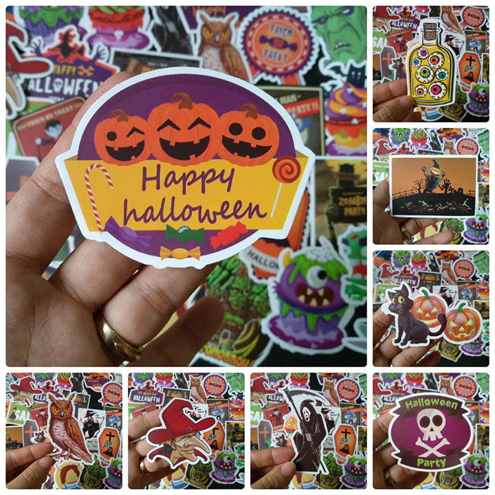 Bộ Sticker dán cao cấp chủ đề HALLOWEEN - Dùng dán Xe, dán mũ bảo hiểm, dán Laptop