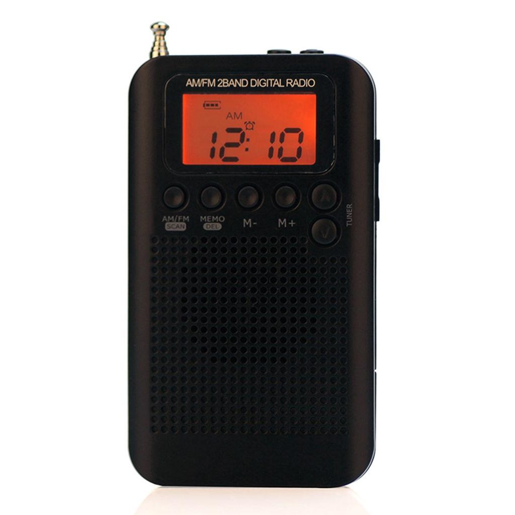 Radio mini cầm tay HRD-104 AM/ FM 2 băng tần màn hình LCD 1.3 inch kèm tai nghe