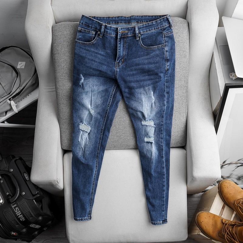 Quần jean nam co giãn slimfit xuất xịn - màu bụi rách