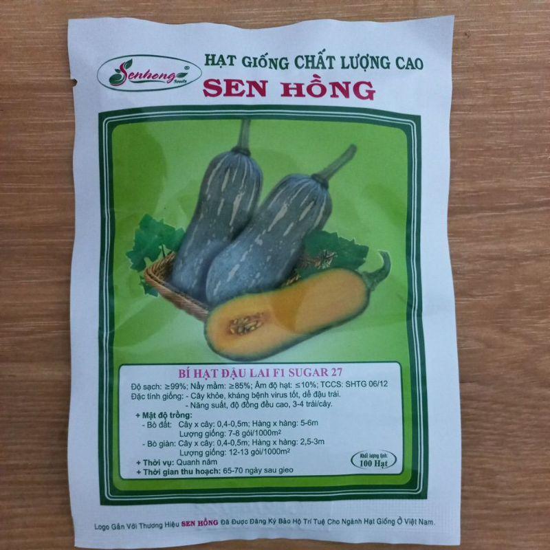 Hạt giống bí hạt đậu lai F1 Sugar 27 Sen Hồng 100 hạt