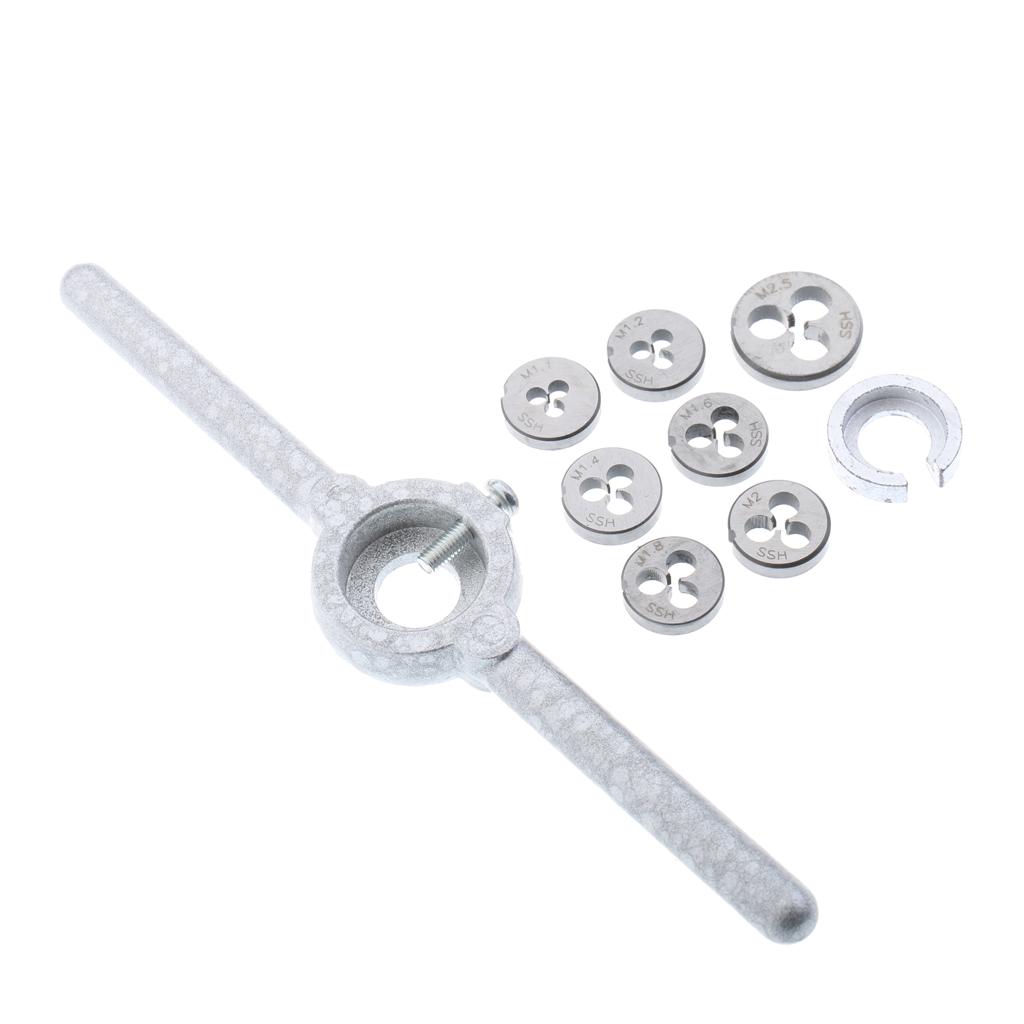 9 Miếng Mini HSS Hệ Mét Vòi Chết Cờ Lê Tay Cầm Tập Và Chết Bộ