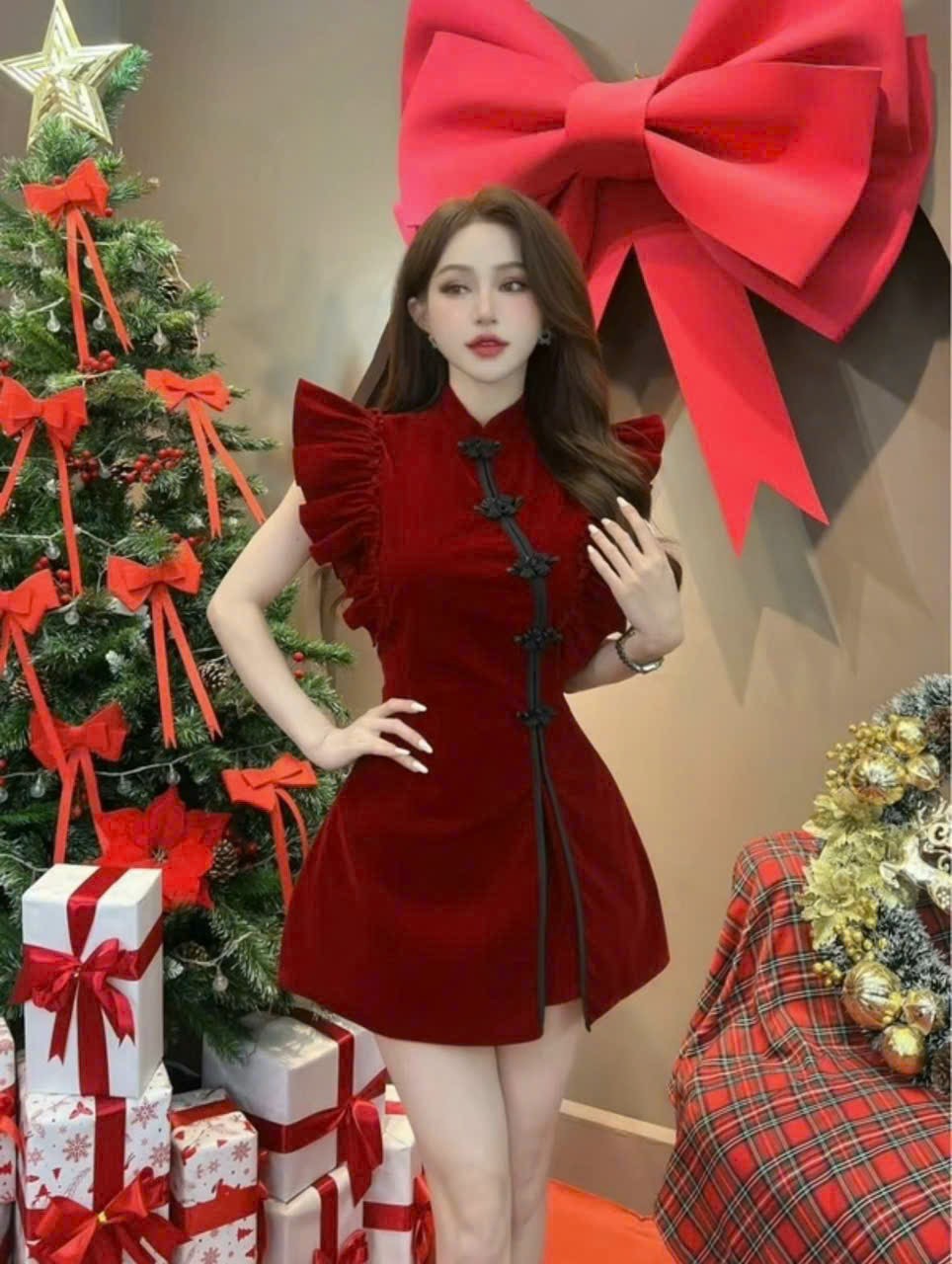 SÉT NHUNG CỨNG KÈM QUẦN NÚT TÀU Y HÌNH MÀU Y HÌNH
