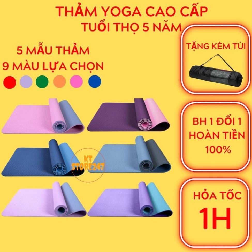 Thảm tập yoga gym định tuyến chống trượt tpe cao cấp 1 lớp dày 6mm 8mm tại nhà
