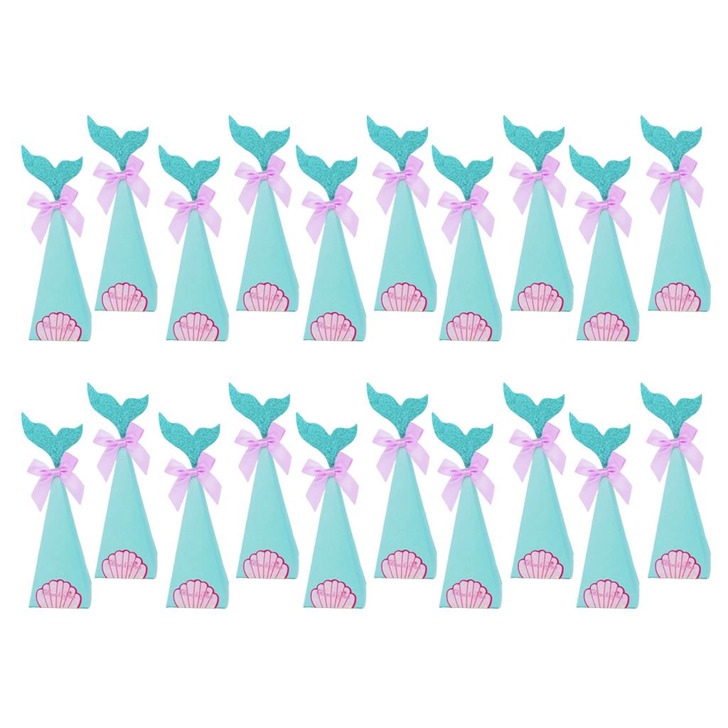 20pcs Creative Triangle Cone Mermaid Bowknot Candy Boxes Party Favor
