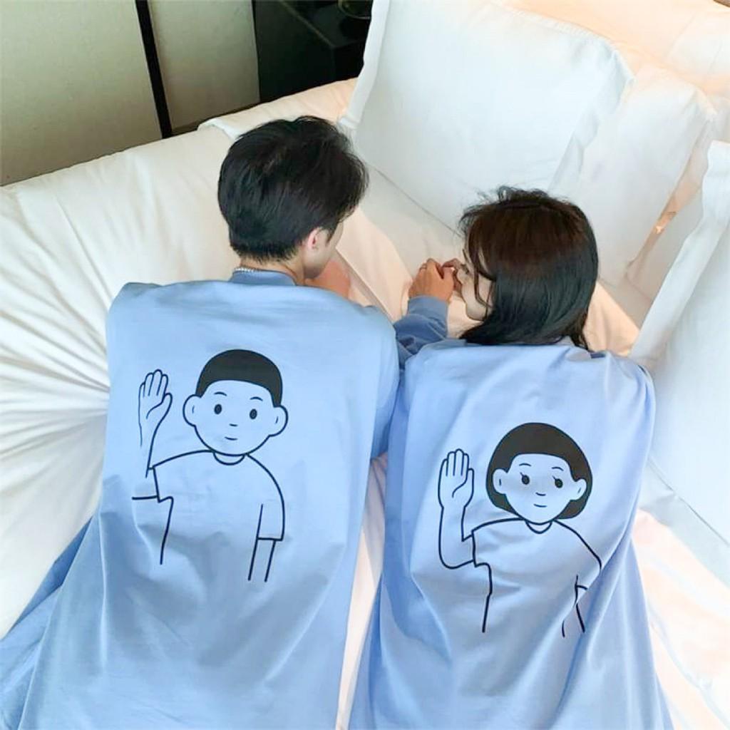 Áo Thun Tay Dài Có Bo Tay Unisex Couple Giơ Tay