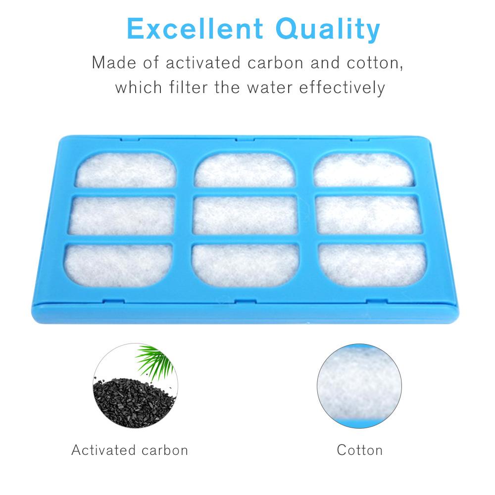 Bộ lọc nước 12 miếng cho khay nước chó mèo, được làm bằng than hoạt tính và bông, giúp lọc nước hiệu quả