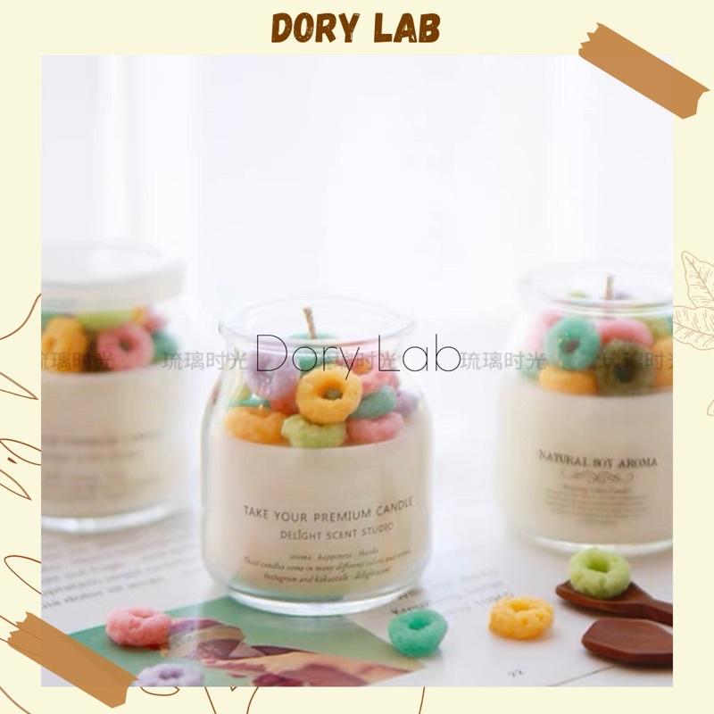 Nến Thơm Ly Sữa Chua Topping Kẹo Vòng Màu Sắc Handmade Không Khói, Phụ Kiện Decor - Dory Lab